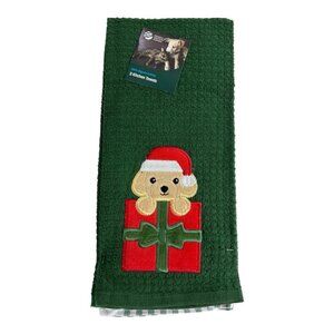 3 The Humane Animals Christmas Dogs Kitchen Towels Puppy w/Gift Red Green NEW